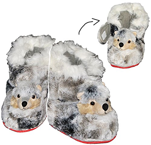 alles-meine.de GmbH Hausschuh Wolf - SUPERWARM - Gr. 23-24 - 25-26 - gefütterter Plüschhausschuhe/Hausstiefel Stiefel warm Tier Tiere/für Kinder Größe Erwachsene/Boot F.. von alles-meine.de GmbH