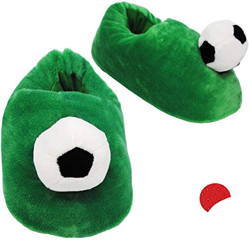 alles-meine.de GmbH Hausschuhe/Pantoffel - Fussball - Größe Gr. 36-37 - 38-39 - 40-41__ schön warm__ Plüschhausschuh/grün - für Kinder & Erwachsene - ABS Sohle ru.. von alles-meine.de GmbH