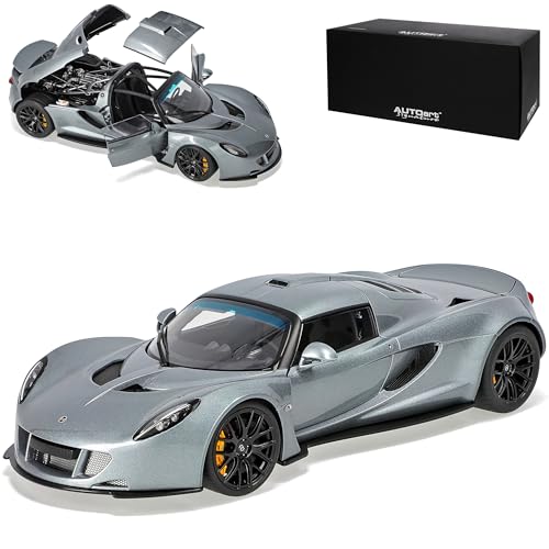 alles-meine.de GmbH Hennessey Venom GT Spyder Silber Grau Basis Lotus Elise 75402 1/18 AutoArt Modell Auto mit individiuellem Wunschkennzeichen von alles-meine.de GmbH