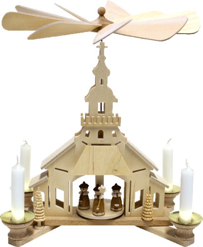 alles-meine.de GmbH Holz Bastelset 3-D - Pyramide Kirche - komplett ausgesägt Natur Selbstbausatz/zum selber basteln - Echt Erzgebirge - Handarbeit aus Deutschland - Deko für W.. von alles-meine.de GmbH