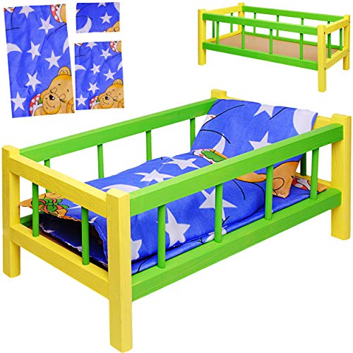alles-meine.de GmbH Holz Puppenbett - 43 cm lang - mit Bettwäsche - Jungen & Mädchen Farben - für große & kleine Puppen - Matratze Decke & Kopfkissen - Kinderbett Baby - Puppe - .. alles-meine.de GmbH Holz Puppenbett - 43 cm lang - mit Bettwäsche - Jungen & Mädchen Farben - für große & kleine Puppen - Matratze Decke & Kopfkissen - Kinderbett Baby - Puppe - .. von alles-meine.de GmbH