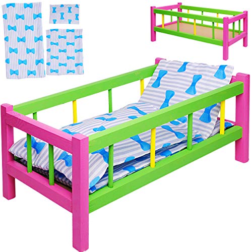 alles-meine.de GmbH Holz Puppenbett - 43 cm lang - mit Bettwäsche - Mädchen Farben - für große & kleine Puppen - Matratze Decke & Kopfkissen - Kinderbett Baby - Puppe - Bett aus .. alles-meine.de GmbH Holz Puppenbett - 43 cm lang - mit Bettwäsche - Mädchen Farben - für große & kleine Puppen - Matratze Decke & Kopfkissen - Kinderbett Baby - Puppe - Bett aus .. von alles-meine.de GmbH