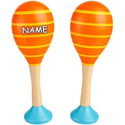 alles-meine.de GmbH Kinder Rasseln/Musikinstrumente Modell & Farbwahl Maracas Rasseln - 2er Set - Holz - orange - inkl. Name - Musikintrument/Musik für Baby - Kinder & Er.. von alles-meine.de GmbH