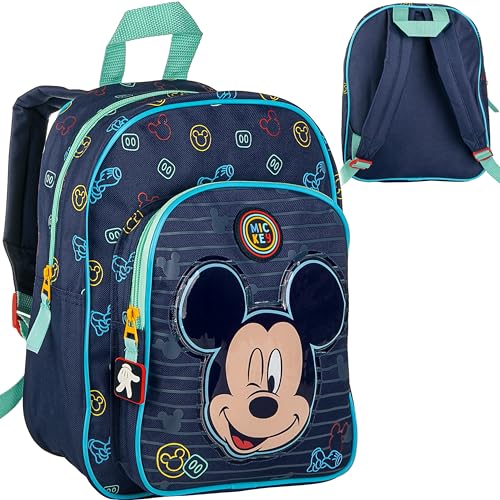 alles-meine.de GmbH Kinder Rucksack - Mickey Maus - Tasche - wasserfest & beschichtet - Kinderrucksack - 2 Fächer - groß Kind - Jungen Mädchen - Kindergartentasche - z.B. für Vor.. von alles-meine.de GmbH