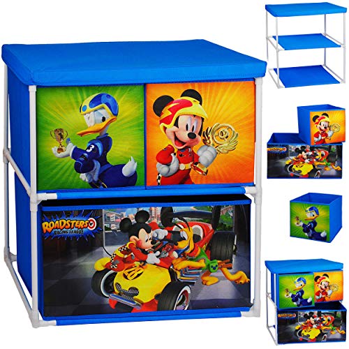 alles-meine.de GmbH Kinderregal mit 3 Aufbewahrungsboxen - - Mickey Mouse - 60 cm - für Kinder - Boxen aus Stoff - Kommode/Regal/Kindermöbel für Jungen - Kinderzimmer - Schub.. von alles-meine.de GmbH