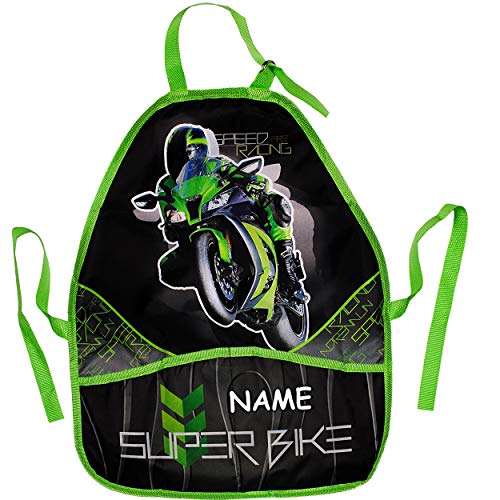 alles-meine.de GmbH Kinderschürze/Schürze - Motorrad - Motorsport - inkl. Name - größenverstellbar - mit 2 Taschen - mitwachsend - universal/beschichtet & wasserdicht - für J.. von alles-meine.de GmbH