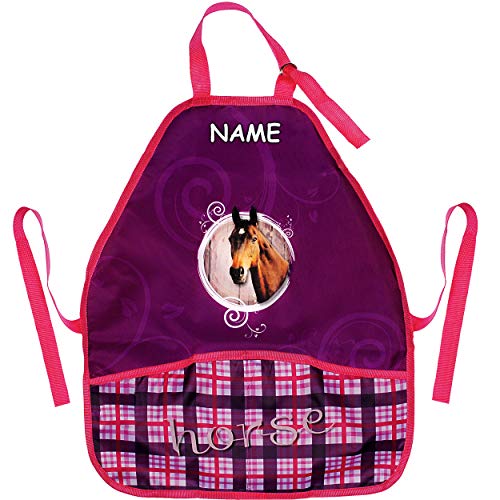 alles-meine.de GmbH Kinderschürze/Schürze - Pferd - Pferdemotiv - inkl. Name - größenverstellbar - mit 2 Taschen - mitwachsend - universal/beschichtet & wasserdicht - für Mäd.. von alles-meine.de GmbH