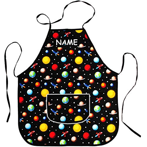 alles-meine.de GmbH Kinderschürze/Schürze - Weltraum - Planeten/Raumschiff & Rakete - inkl. Name - 2 bis 8 Jahre - mitwachsend - größenverstellbar & mit Tasche - beschichtet .. von alles-meine.de GmbH