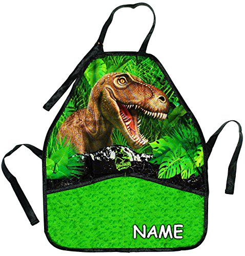 alles-meine.de GmbH Kinderschürze - Dinosaurier/T-Rex - incl. Name - größenverstellbar mit 2 Taschen - Schürze/beschichtet & wasserfest - für Jungen - Kinder - Backschürz.. von alles-meine.de GmbH