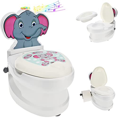alles-meine.de GmbH Kindertoilette/Töpfchen Spülgeräusch + Licht Elefant mit Wasserspülung Sound - Nachttopf/Babytopf - mit Deckel - weiß - Musik - Toilettentrainer - B.. von alles-meine.de GmbH
