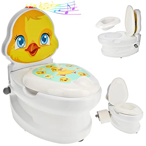alles-meine.de GmbH Kindertoilette/Töpfchen Spülgeräusch + Licht Ente mit Wasserspülung Sound - Nachttopf/Babytopf - mit Deckel - weiß - Musik - Toilettentrainer - Baby.. von alles-meine.de GmbH