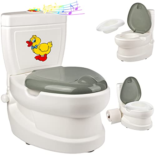 alles-meine.de GmbH Kindertoilette/Töpfchen Spülgeräusch + Licht Ente mit Wasserspülung Sound - Nachttopf/Babytopf - mit Deckel - weiß - Musik - Toilettentrainer - Baby.. von alles-meine.de GmbH