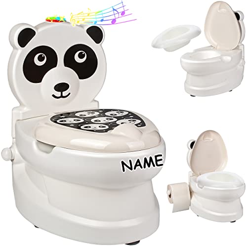 alles-meine.de GmbH Kindertoilette/Töpfchen Spülgeräusch + Licht Panda Bär - inkl. Name mit Wasserspülung Sound - Nachttopf/Babytopf - mit Deckel - weiß - Musik - Toile.. von alles-meine.de GmbH
