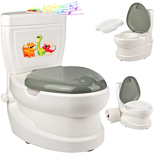 alles-meine.de GmbH Kindertoilette Spülgeräusch + Licht Effekt - Wasserspülung Modell wählbar Töpfchen/Nachttopf/Babytopf - mit Deckel - weiß - Musik - Toilettentrainer.. von alles-meine.de GmbH