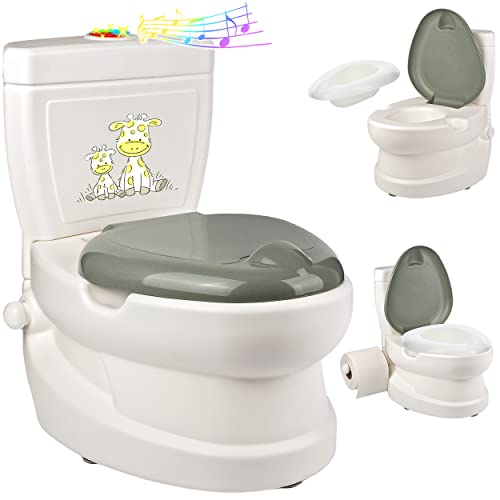 alles-meine.de GmbH Kindertoilette Spülgeräusch + Licht Effekt - Wasserspülung Modell wählbar Töpfchen/Nachttopf/Babytopf - mit Deckel - weiß - Musik - Toilettentrainer.. von alles-meine.de GmbH