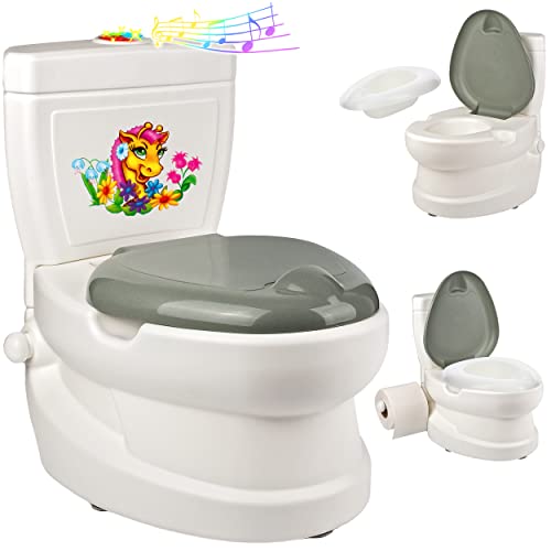 alles-meine.de GmbH Kindertoilette Spülgeräusch + Licht Effekt - Wasserspülung Modell wählbar Töpfchen/Nachttopf/Babytopf - mit Deckel - weiß - Musik - Toilettentrainer.. von alles-meine.de GmbH