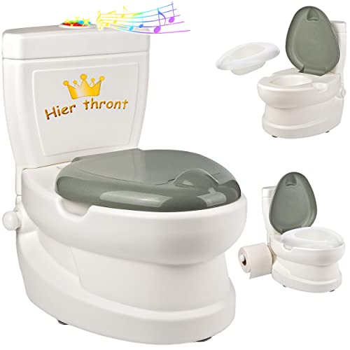 alles-meine.de GmbH Kindertoilette Spülgeräusch + Licht Effekt - Wasserspülung Modell wählbar Töpfchen/Nachttopf/Babytopf - mit Deckel - weiß - Musik - Toilettentrainer.. von alles-meine.de GmbH