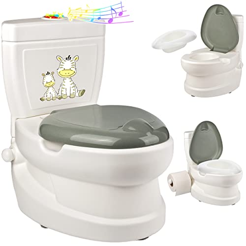 alles-meine.de GmbH Kindertoilette Spülgeräusch + Licht Effekt - Wasserspülung Modell wählbar Töpfchen/Nachttopf/Babytopf - mit Deckel - weiß - Musik - Toilettentrainer.. von alles-meine.de GmbH