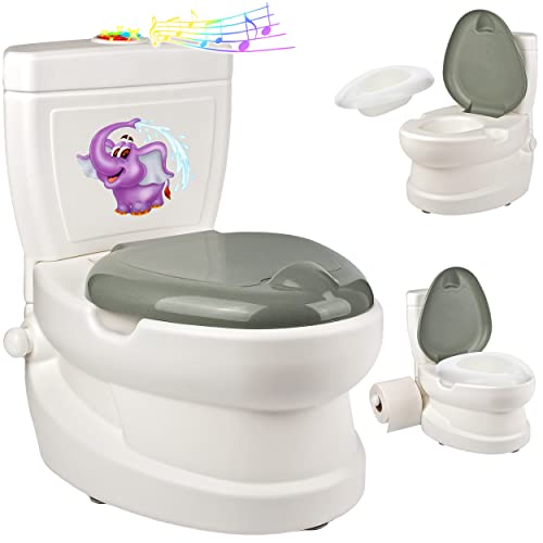 alles-meine.de GmbH Kindertoilette Spülgeräusch + Licht Effekt - Wasserspülung Modell wählbar Töpfchen/Nachttopf/Babytopf - mit Deckel - weiß - Musik - Toilettentrainer.. von alles-meine.de GmbH