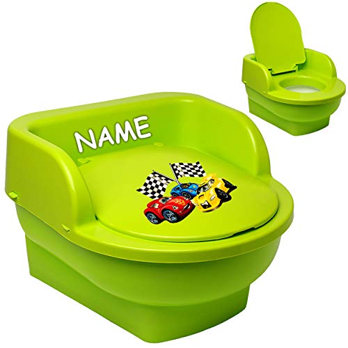 alles-meine.de GmbH Kindertoilette - Töpfchen/Nachttopf/Babytopf - mit Deckel - grün - apfelgrün Auto - Rennwagen inkl. Name - Bieco - groß - Reisetoilette - Babytöpfche.. von alles-meine.de GmbH