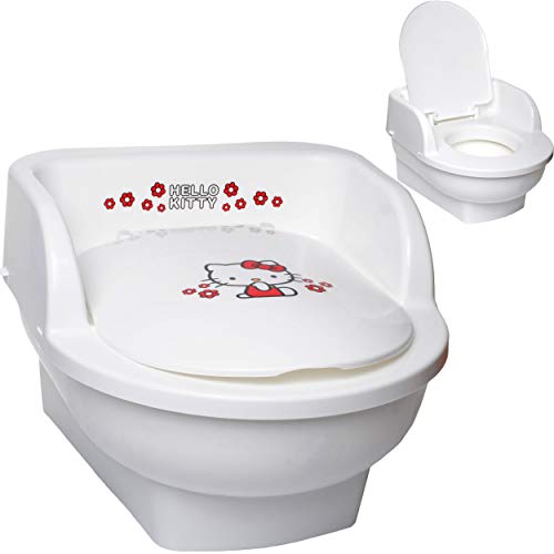 alles-meine.de GmbH Kindertoilette - Töpfchen/Nachttopf/Babytopf - mit Deckel - weiß - rot Helllo Kitty - Katze Bieco - groß - Reisetoilette - Babytöpfchen/Kindertopf /.. von alles-meine.de GmbH