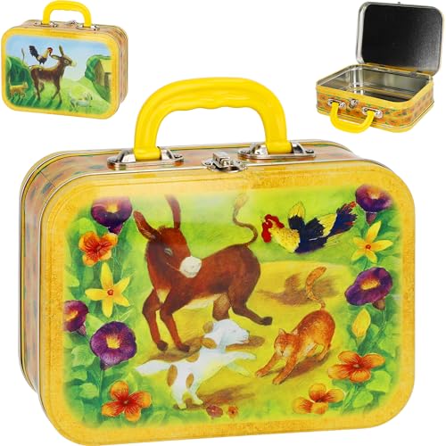 alles-meine.de GmbH Koffer - Kinderkoffer aus Metall - Tiere - groß - 26 cm - ideal für Spielzeug und als Geldgeschenk - Metallkoffer - Blech Blechkoffer Haustiere Katze Hund Blu.. von alles-meine.de GmbH