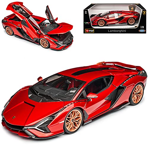 alles-meine.de GmbH Lamborgihini Sian FKP 37 Coupe Rot Ab 2019 1/18 Burago Modell Auto mit individiuellem Wunschkennzeichen von alles-meine.de GmbH