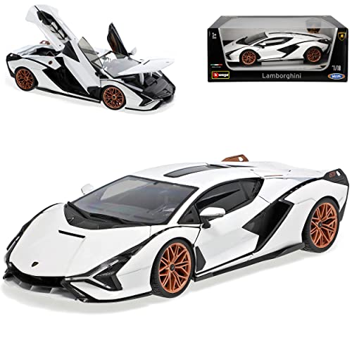 alles-meine.de GmbH Lamborgihini Sian FKP 37 Coupe Weiss mit Schwarz Ab 2019 1/18 Burago Modell Auto mit individiuellem Wunschkennzeichen von alles-meine.de GmbH