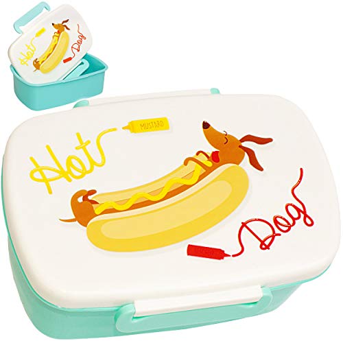 alles-meine.de GmbH Lunchbox/Brotdose - Hotdog - lustiger Hund - Dackel - Bento Box - Brotbüchse Küche Essen - Vesperbrotdose - Schule - Kindergarten Kita - Kinder Vesperdo.. von alles-meine.de GmbH