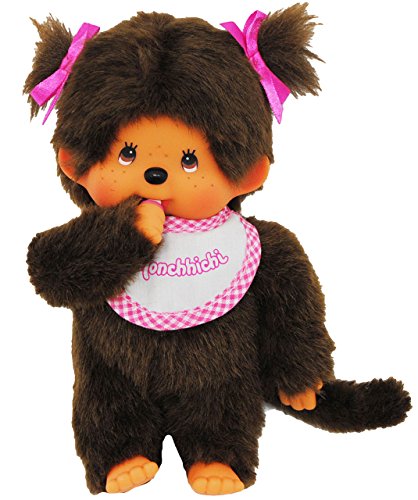 alles-meine.de GmbH Mädchen - Monchhichi - Lätzchen - ROSA/pink - 2 Zöpfe im Haar - 20 cm - Bekleidung ausziehbar - Plüschtier/Kuscheltier - Monchichi - Sportlich - groß .. von alles-meine.de GmbH