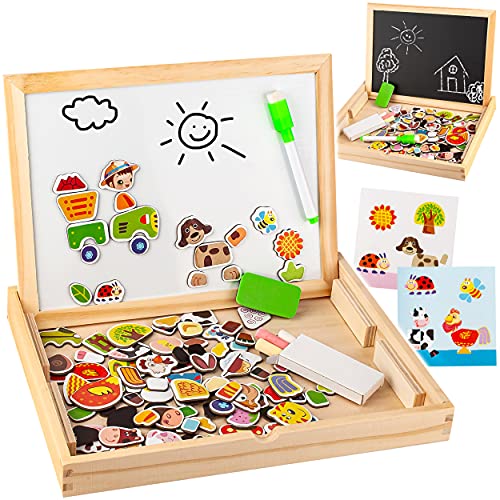 alles-meine.de GmbH Magnet Legespiel/Holzpuzzle Modellwahl Tiere & Figuren - Kreide + Whiteboard Tafel - Puzzle magnetisch - Reisespiel Unterwegs - Legepuzzle Legespielzeug.. von alles-meine.de GmbH