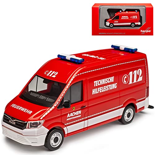 Man TGE Feuerwehr Aachen Transporter Kasten Rot Baugleich Volkwagen Crafter Ab 2016 H0 1/87 Herpa Modell Auto mit individiuellem Wunschkennzeichen von alles-meine.de GmbH