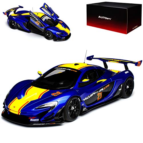 alles-meine.de GmbH McLaren P1 GTR Blau mit Gelb Coupe Ab 2015 81542 1/18 Auto*Art Modell Auto mit individiuellem Wunschkennzeichen von alles-meine.de GmbH