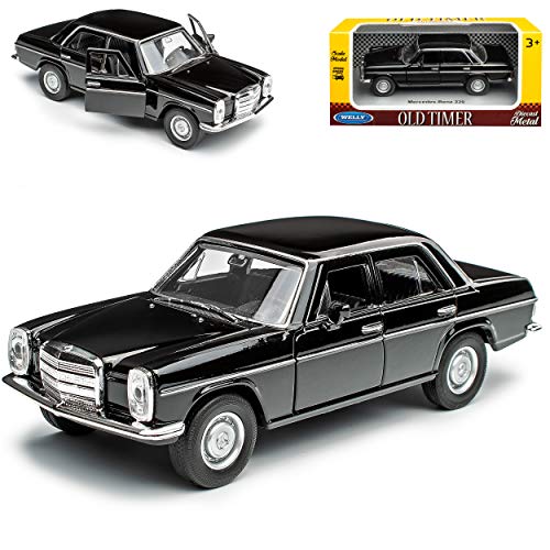 alles-meine.de GmbH Mercedes-B 200/8 Strich Acht Limousine Schwarz W114 W115 1967-1976 ca 1/43 1/36-1/46 Welly Modell Auto mit individiuellem Wunschkennzeichen von alles-meine.de GmbH