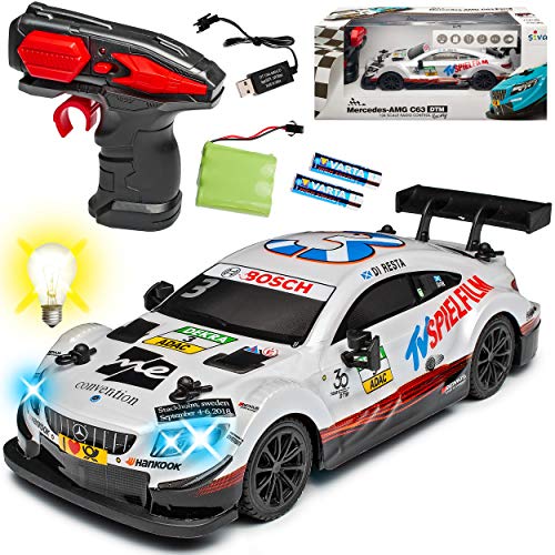 alles-meine.de GmbH Mercedes-Benz C-Klasse C63 AMG DTM Di Resta Weiss 2,4 GHz RC Funkauto mit Beleuchtung und Akkupack 1/24 Siva Modell Auto von alles-meine.de GmbH