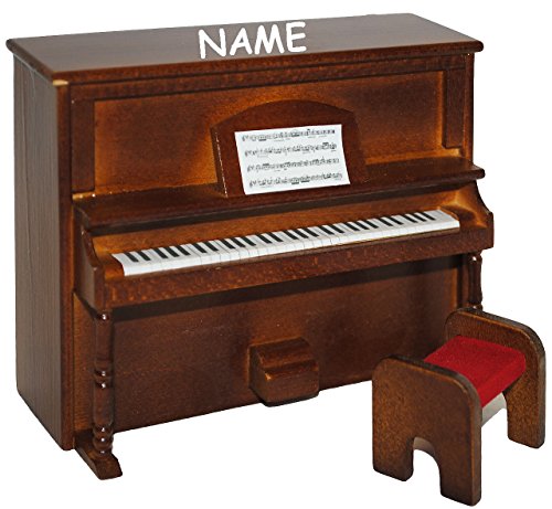 alles-meine.de GmbH Miniatur Klavier - Holz Maßstab 1:12 - incl. Name - mit Hocker - dunkel braun Puppenhaus Piano - Musikinstrument Musik Instrument - Pianoforte Tasteninstrumen.. von alles-meine.de GmbH