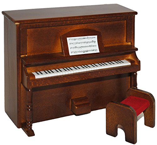 alles-meine.de GmbH Miniatur Klavier - Holz Maßstab 1:12 - mit Hocker - dunkel braun Puppenhaus Piano - Musikinstrument Musik Instrument - Pianoforte Tasteninstrument/Musikunte.. von alles-meine.de GmbH