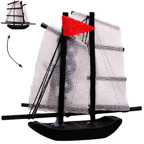alles-meine.de GmbH Miniatur - Segelschiff/Schiff - schwarz - Boot aus Holz - Fregatte - Diorama - z.B. für Puppenstube Küche - Maßstab 1:12 - Puppenhaus/Segelboot/Fisc.. von alles-meine.de GmbH