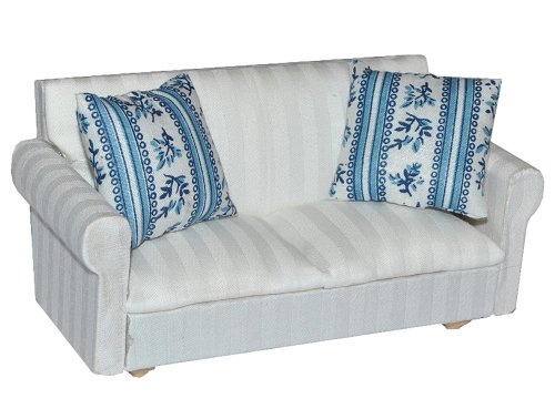 alles-meine.de GmbH Miniatur Sofa/Couch mit 2 Kissen - für Puppenstube Maßstab 1:12 - Puppenhaus - Puppenhausmöbel Sessel Wohnzimmer Klein von alles-meine.de GmbH
