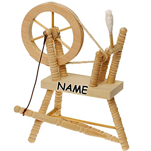 alles-meine.de GmbH Miniatur - Spinnrad - aus hellem Natur Holz - inkl. Name - Puppenstube Maßstab 1:12 - Puppenhaus Puppenhausmöbel - zum Spinnen Wolle - Schafwolle Spindel Dorn.. von alles-meine.de GmbH