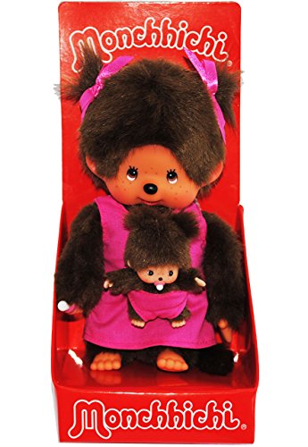 alles-meine.de GmbH Monchhichi - Mädchen - Mutter mit Kind/Baby - Bebichhichi - 2 Zöpfe im Haar - 20 cm - Bekleidung ausziehbar - Plüschtier/Kuscheltier - Monchichi - SPO.. von alles-meine.de GmbH