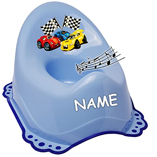 alles-meine.de GmbH Musik & Sound - Anti RUTSCH - Töpfchen/Nachttopf/Babytopf - blau Auto - Rennwagen inkl. Name - Bieco - Melody - mit großer Lehne + Spritzschutz - rut.. von alles-meine.de GmbH