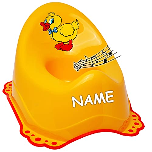alles-meine.de GmbH Musik & Sound - Anti RUTSCH - Töpfchen/Nachttopf/Babytopf - gelb Tiere - Ente inkl. Name - Bieco - Melody - mit großer Lehne + Spritzschutz - rutschfe.. von alles-meine.de GmbH