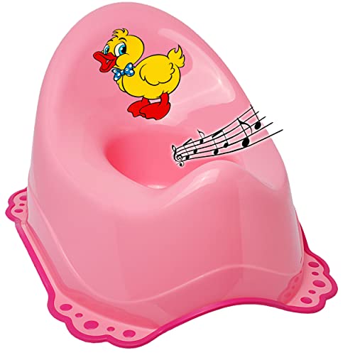 alles-meine.de GmbH Musik & Sound - Anti RUTSCH - Töpfchen/Nachttopf/Babytopf - rosa - pink Tiere - Ente Bieco - Melody - mit großer Lehne + Spritzschutz - rutschfest ant.. von alles-meine.de GmbH