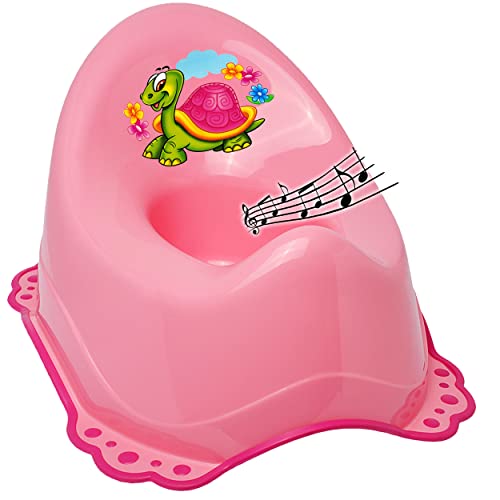 alles-meine.de GmbH Musik & Sound - Anti RUTSCH - Töpfchen/Nachttopf/Babytopf - rosa - pink Tiere - Schildkröte & Blumen Bieco - Melody - mit großer Lehne + Spritzschutz .. von alles-meine.de GmbH