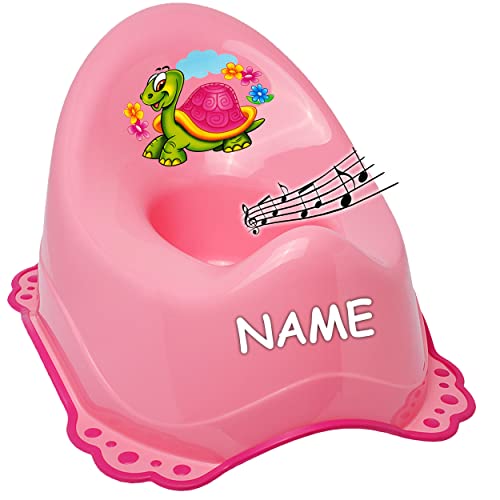 alles-meine.de GmbH Musik & Sound - Anti RUTSCH - Töpfchen/Nachttopf/Babytopf - rosa - pink Tiere - Schildkröte & Blumen inkl. Name - Bieco - Melody - mit großer Lehne + .. von alles-meine.de GmbH