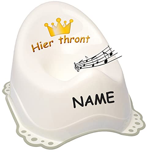 alles-meine.de GmbH Musik & Sound - Anti RUTSCH - Töpfchen/Nachttopf/Babytopf - weiß - grau Hier thront inkl. Name - Bieco - Melody - mit großer Lehne + Spritzschutz - ru.. von alles-meine.de GmbH