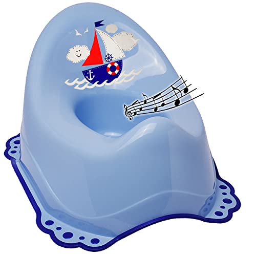 alles-meine.de GmbH Musik & Sound - Anti RUTSCH - Töpfchen/Nachttopf/Babytopf - blau Schiff - Boot Bieco - Melody - mit großer Lehne + Spritzschutz - rutschfest antirutsc.. von alles-meine.de GmbH