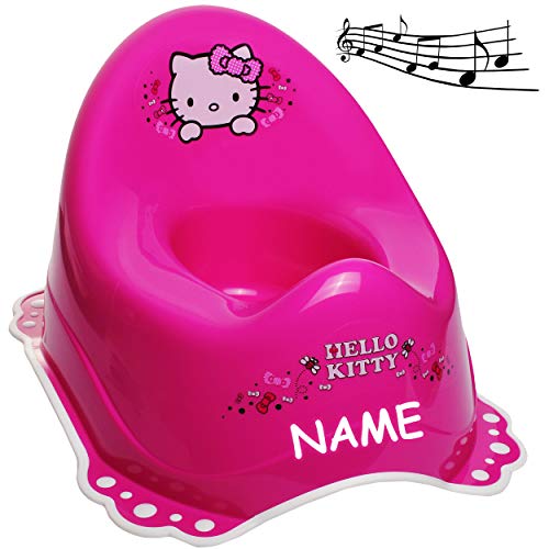 alles-meine.de GmbH Musik & Sound - Anti RUTSCH - Töpfchen/Nachttopf/Babytopf - pink - rosa Hello Kitty - Katze inkl. Name - Bieco - Melody - mit großer Lehne + Spritzsch.. von alles-meine.de GmbH