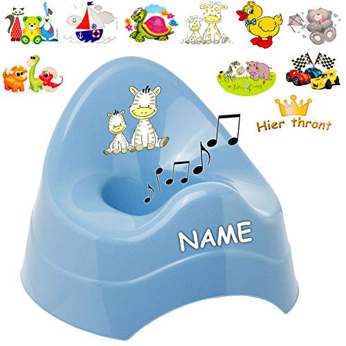 alles-meine.de GmbH Musik & Sound - Töpfchen/Nachttopf/Babytopf - blau Motiv-Mix - Mädchen inkl. Name - Bieco - Melody - mit großer Lehne + Spritzschutz - Babytöpfchen / .. von alles-meine.de GmbH